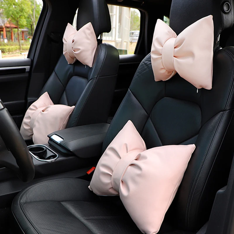 Car Leather Headrest Waist Pillow Cushion Cute Bow Backrest Pad Comfortable Neck Pillow Women's Auto Luxury Interior Accessories
Car Leather Headrest Waist Pillow Cushion Cute Bow Backrest Pad Comfortable Neck Pillow Women's Auto Luxury Interior Accessories