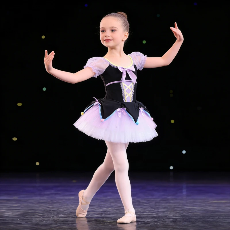 Girls Circus Ballet Dress Black & Purple Tutu Leotard Short Sleeve Kids Stage Performance Costume Fairy Tale Dance Outfit
Girls Circus Ballet Dress Black & Purple Tutu Leotard Short Sleeve Kids Stage Performance Costume Fairy Tale Dance Outfit