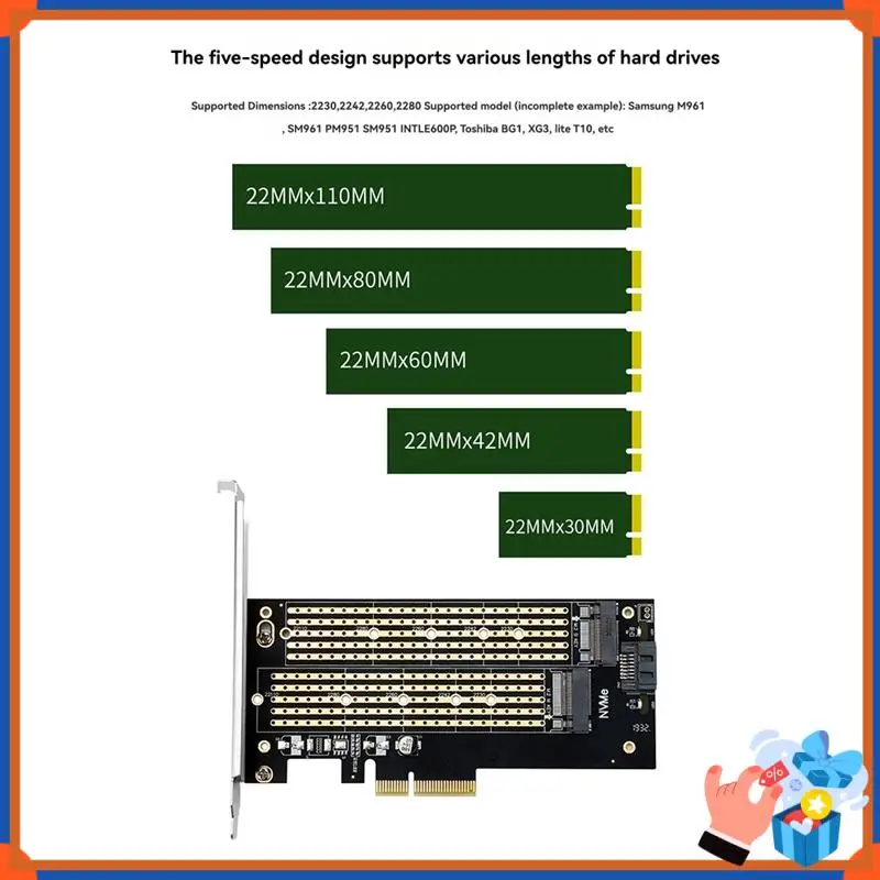 Компактный адаптер M.2 Dual M.2 PCIE 4.0 для Nvme / NGFF SSD NVME (M Key) и SATA (B Key) SSD для слота Pcie X4 X8 X16
Компактный адаптер M.2 Dual M.2 PCIE 4.0 для Nvme / NGFF SSD NVME (M Key) и SATA (B Key) SSD для слота Pcie X4 X8 X16