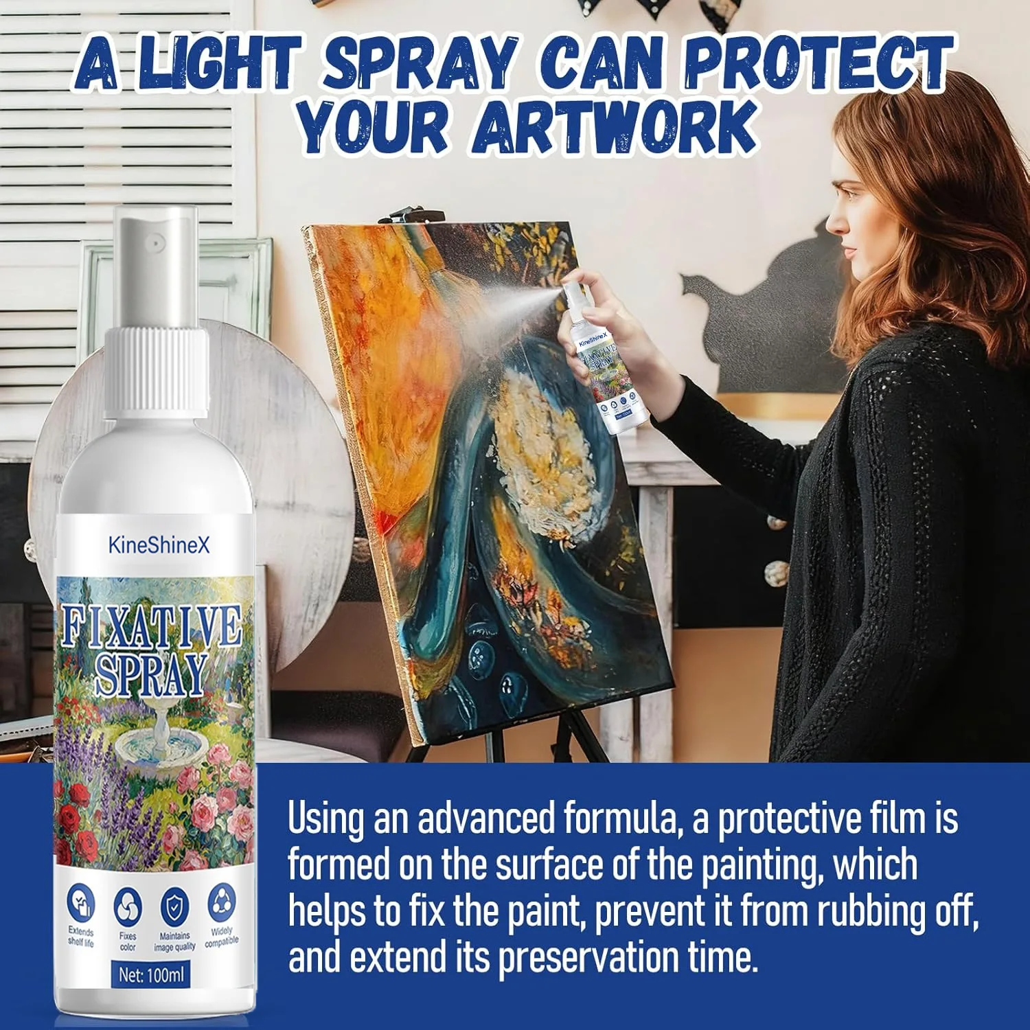 Fixative Spray, Workable Fixative Spray for Art, Long-Lasting Protect Paintings Fixes Color Even Coverage Applicable for Pastels
Fixative Spray, Workable Fixative Spray for Art, Long-Lasting Protect Paintings Fixes Color Even Coverage Applicable for Pastels