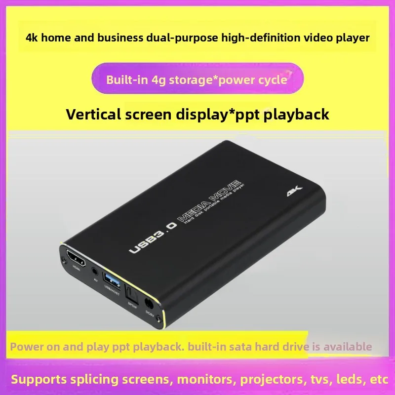 Мультимедийный проигрыватель USB3.0 для жестких дисков SATA 2.5 дюйма, поддержка 4K, для USB HDD, SD, MKV, H.265, AV, TV, AVI, RMVB, WMV, Full HD, 4K
Мультимедийный проигрыватель USB3.0 для жестких дисков SATA 2.5 дюйма, поддержка 4K, для USB HDD, SD, MKV, H.265, AV, TV, AVI, RMVB, WMV, Full HD, 4K