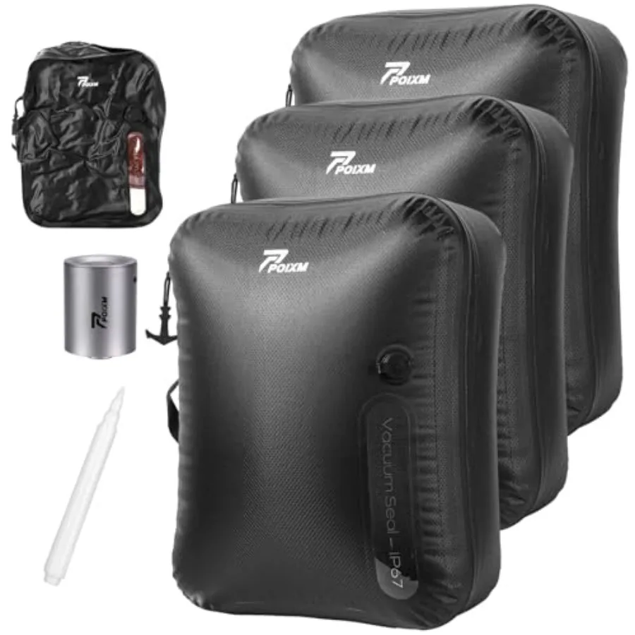 Travel vacuum bags with wireless pump, 180 open zipper, IP67 waterproof, reusable space saver compression bags for backpack, su
Travel vacuum bags with wireless pump, 180 open zipper, IP67 waterproof, reusable space saver compression bags for backpack, su