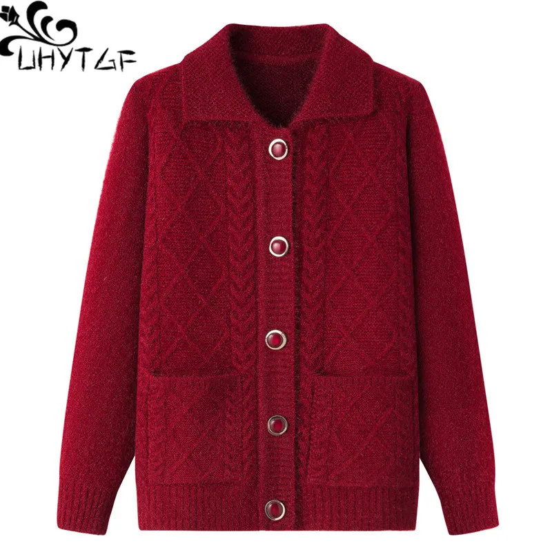 UHYTGF Autumn Winter Sweater Womens Long Sleeve Single Breasted Cardigans Sweaters Jacket Female Casual Warm Knitted Coat 4XL165
UHYTGF Autumn Winter Sweater Womens Long Sleeve Single Breasted Cardigans Sweaters Jacket Female Casual Warm Knitted Coat 4XL165
