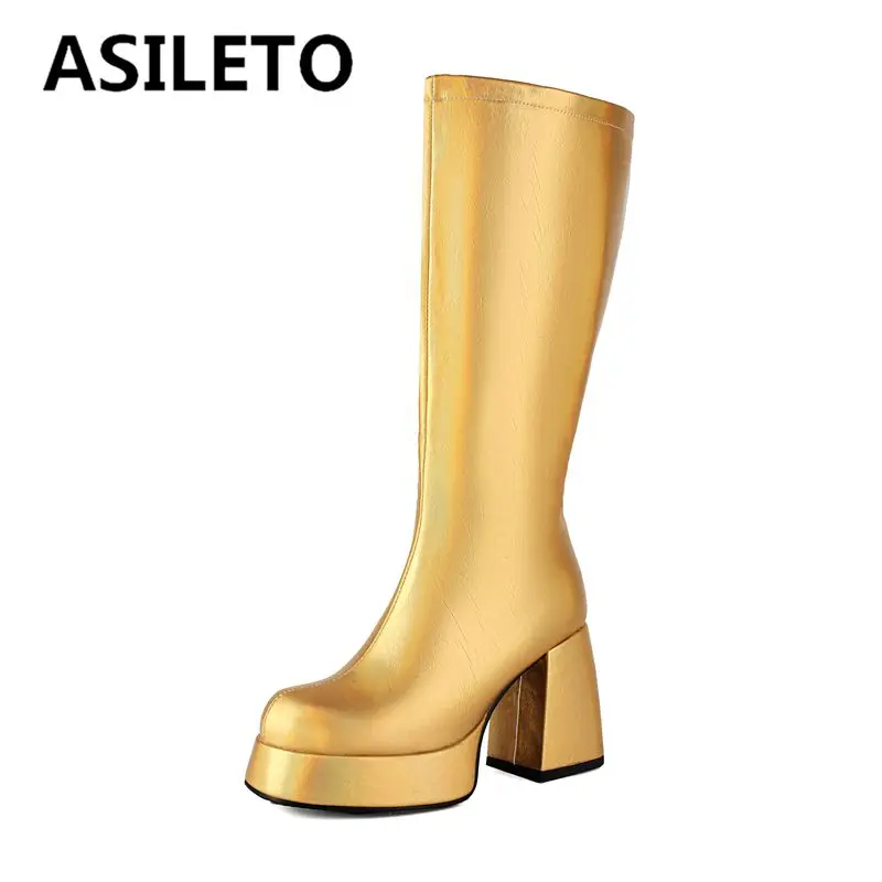 ASILETO Модные женские длинные сапоги с круглым носком на молнии на массивном каблуке 9,5 см платформа 3 см Большой размер 47 48 внешний женский свидание Bota
ASILETO Модные женские длинные сапоги с круглым носком на молнии на массивном каблуке 9,5 см платформа 3 см Большой размер 47 48 внешний женский свидание Bota