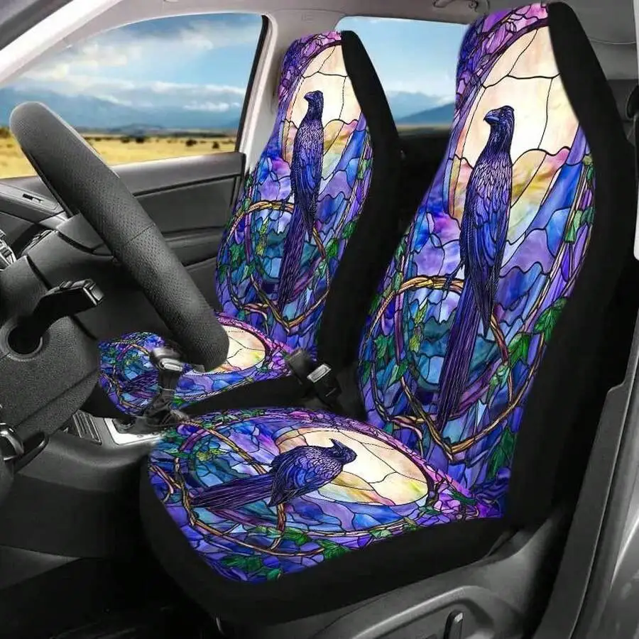 Stained Glass Raven Design Car Seat Covers Set Universal Front Seat Protectors Polyester Machine Washable
Stained Glass Raven Design Car Seat Covers Set Universal Front Seat Protectors Polyester Machine Washable