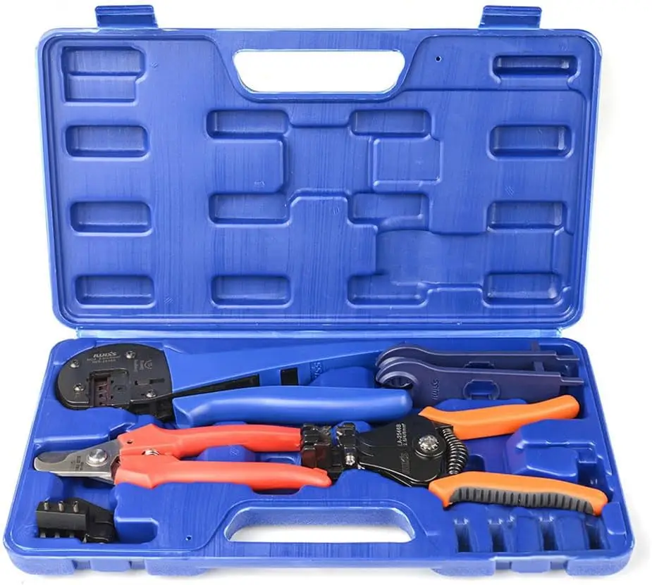 Solar Crimping Tool Kit for Solar Panel Installation, All-in-One Solar Tool Set with Crimper, Wire Cutter, Stripper & Connector
Solar Crimping Tool Kit for Solar Panel Installation, All-in-One Solar Tool Set with Crimper, Wire Cutter, Stripper & Connector