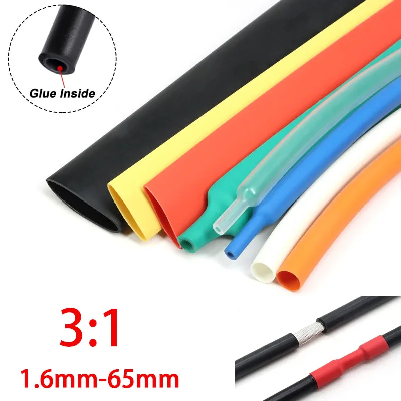 1M 3:1 Heat Shrink Tubing with Glue 1.6mm-65mm Insulation Flame Retardant Wire Cable Sleeve Protector
1M 3:1 Heat Shrink Tubing with Glue 1.6mm-65mm Insulation Flame Retardant Wire Cable Sleeve Protector