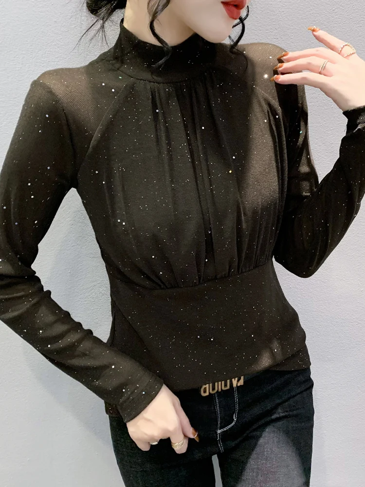 Sexy Me Base irt Women's Autumn Winter New Sle Ele Beautiful f High Collar Sve T-irt Folded Korean Sle
Sexy Me Base irt Women's Autumn Winter New Sle Ele Beautiful f High Collar Sve T-irt Folded Korean Sle