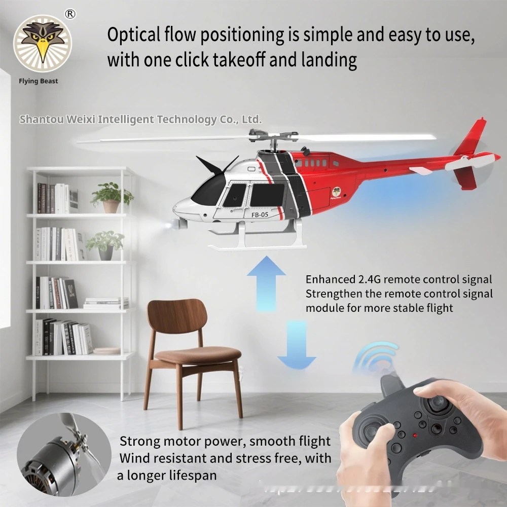 FB-05 Remote Controlled Helicopter Four Channel Optical Flow Positioning 2.4G Drop Resistant Long Battery Life For Novice Pilots
FB-05 Remote Controlled Helicopter Four Channel Optical Flow Positioning 2.4G Drop Resistant Long Battery Life For Novice Pilots