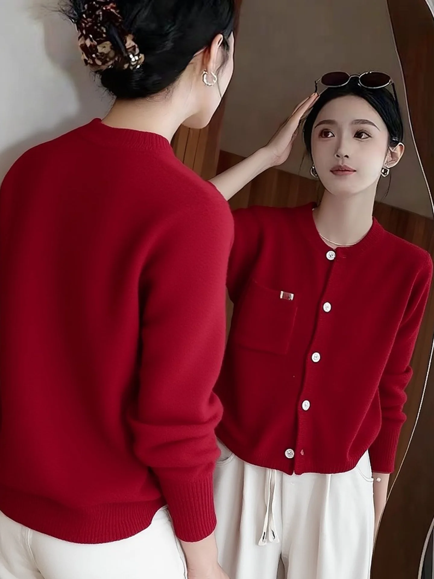 Ele Red Knitted Sweater Long Sve round Ne Soft Winter Top Korean Sle Commute Straight Cut Winter Faion Ladies' K...
Ele Red Knitted Sweater Long Sve round Ne Soft Winter Top Korean Sle Commute Straight Cut Winter Faion Ladies' K...