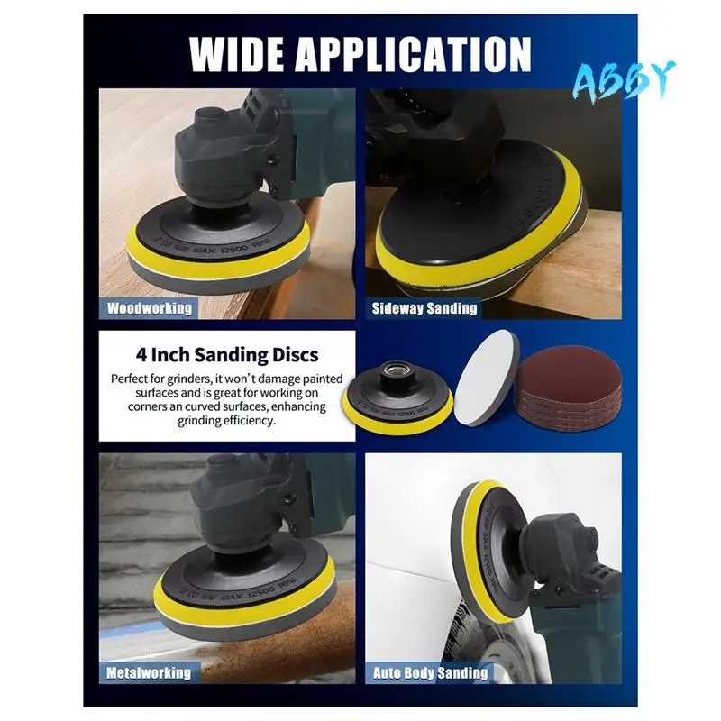 ABBY-123PCS Angle Grinder Sanding Discs Attachments, 4 Inch Hook And Loop Backing Pad With 5/8-11 Thread, Wet Dry Sanding Pad
ABBY-123PCS Angle Grinder Sanding Discs Attachments, 4 Inch Hook And Loop Backing Pad With 5/8-11 Thread, Wet Dry Sanding Pad