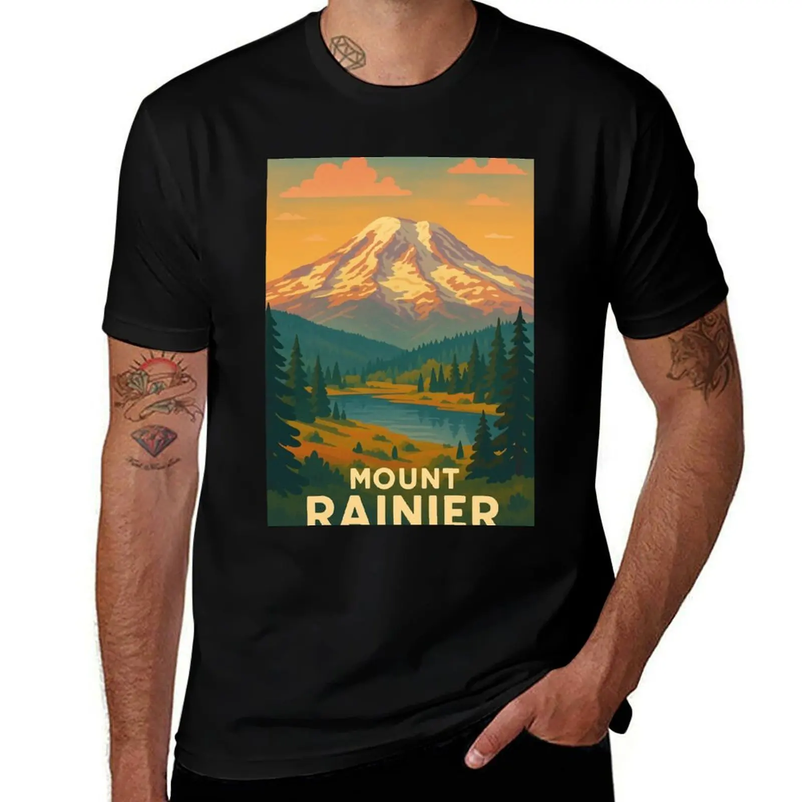 Mount Rainier Sunset Over Forest and River T-Shirt summer clothes valentines clothes plain customs mens t shirts top quality
Mount Rainier Sunset Over Forest and River T-Shirt summer clothes valentines clothes plain customs mens t shirts top quality