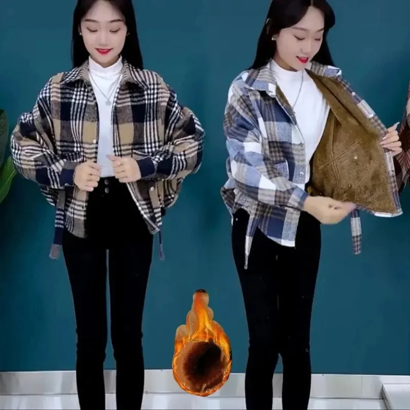 Add Fleece And Thickening The New Autumn/Winter 2022 Fashion Slimming Long Sleeve Short Plaid Shirt Women Spring Jacket Casual
Add Fleece And Thickening The New Autumn/Winter 2022 Fashion Slimming Long Sleeve Short Plaid Shirt Women Spring Jacket Casual