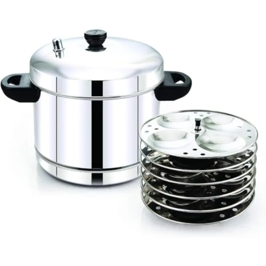 Premium Stainless Steel Iddli Maker and Steamer Pot - Large 24 Iddli Capacity 6 Plates - Induction and Gas Compatible - Food Gr
Premium Stainless Steel Iddli Maker and Steamer Pot - Large 24 Iddli Capacity 6 Plates - Induction and Gas Compatible - Food Gr