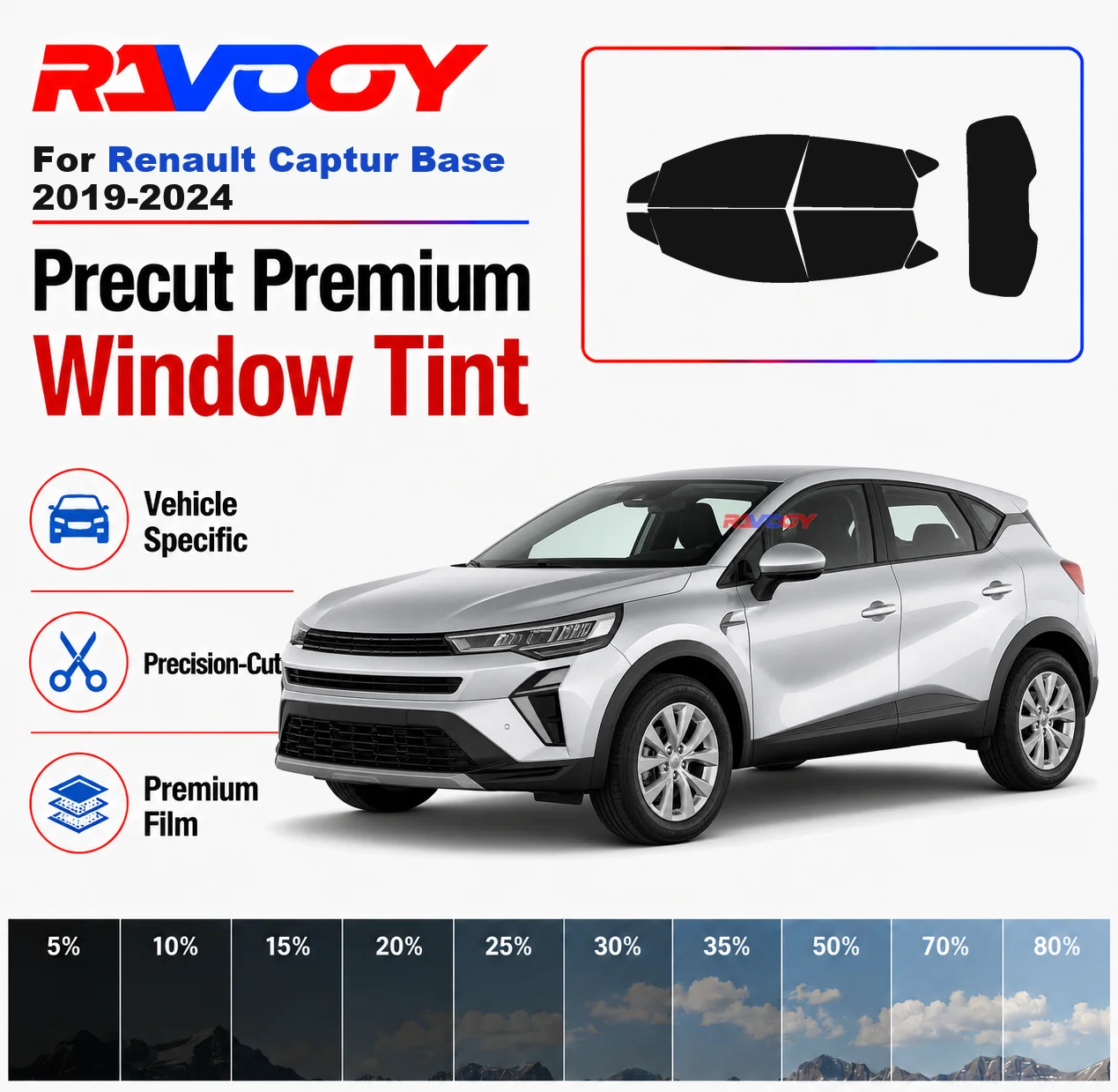 Premium Precut Window Tint Kit Front Rear Windows Rear Windshield For Renault Captur Base 2019-2024 Car Solar Nano Ceramic Film
Premium Precut Window Tint Kit Front Rear Windows Rear Windshield For Renault Captur Base 2019-2024 Car Solar Nano Ceramic Film