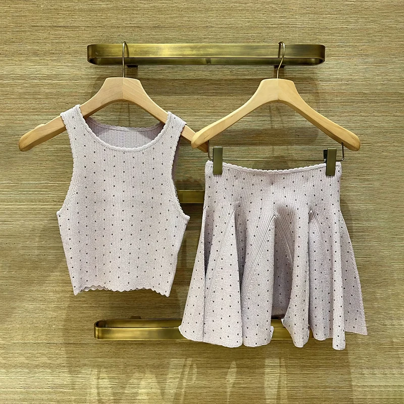 Sweet Sle Knitted Vest And Skirt Set in Lav Purple with Rhinestone Detail Loose Fit ort Length Spring 2026 Women's F...
Sweet Sle Knitted Vest And Skirt Set in Lav Purple with Rhinestone Detail Loose Fit ort Length Spring 2026 Women's F...