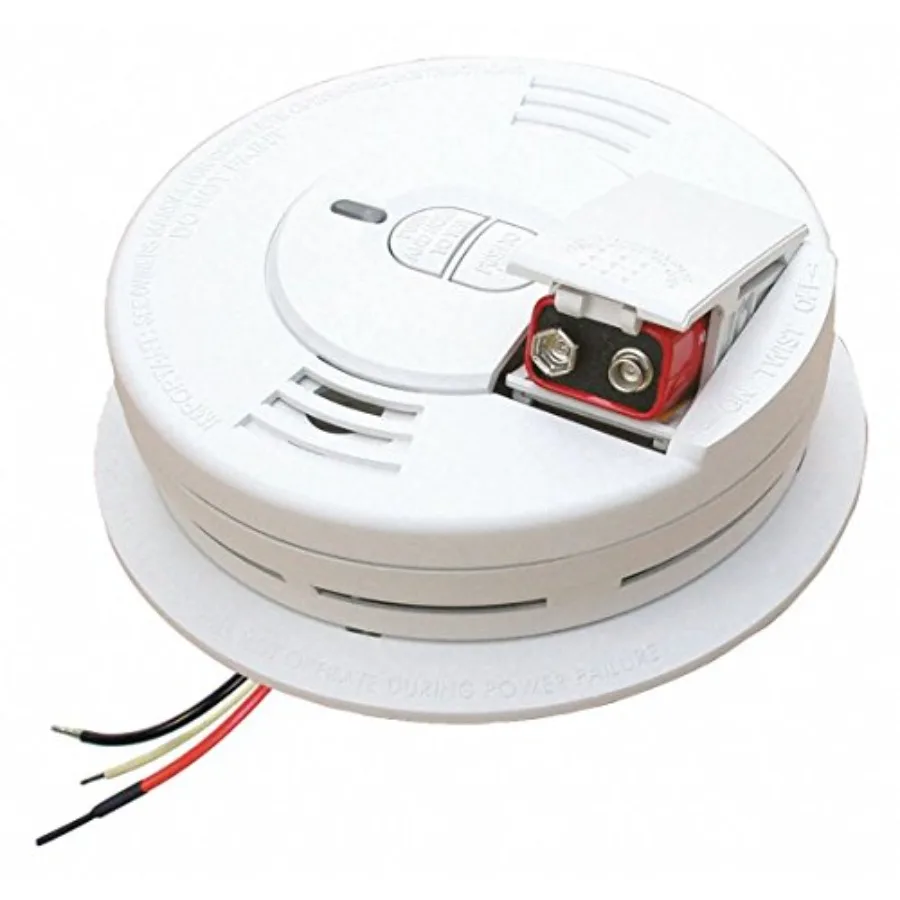 Hardwired smoke detector for residential use, ABS plastic, white, 10-year sealed battery backup with front-load replacement
Hardwired smoke detector for residential use, ABS plastic, white, 10-year sealed battery backup with front-load replacement