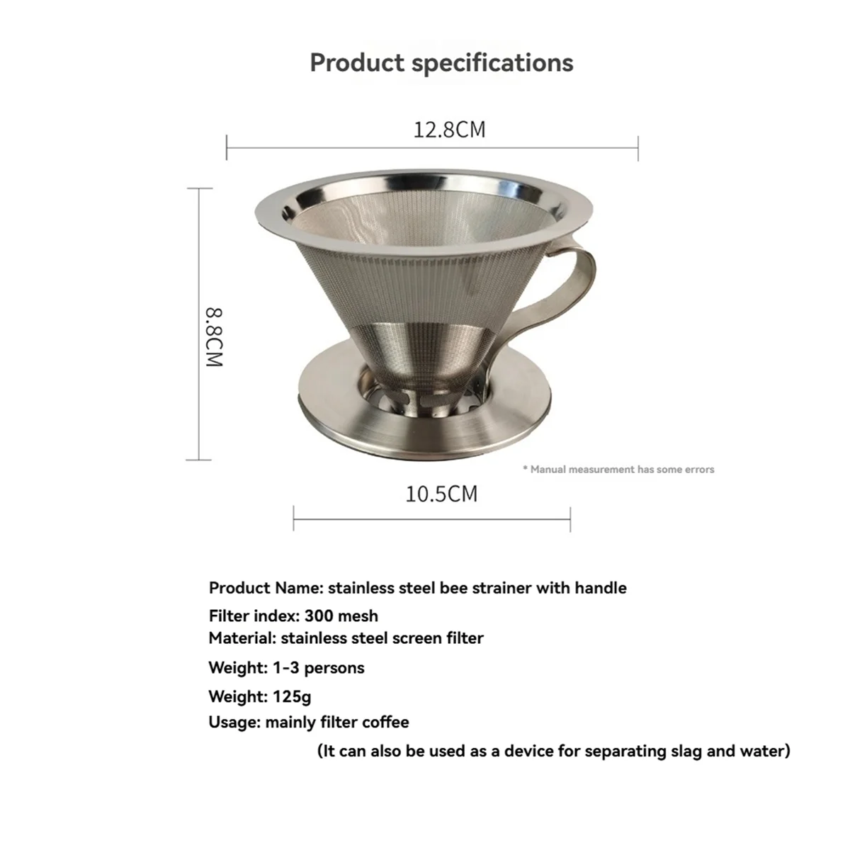 A72P Stainless Steel Coffee Dripper Handle Coffee Filter with Base Paperless Filter Coffee Filter Tea Filter
A72P Stainless Steel Coffee Dripper Handle Coffee Filter with Base Paperless Filter Coffee Filter Tea Filter