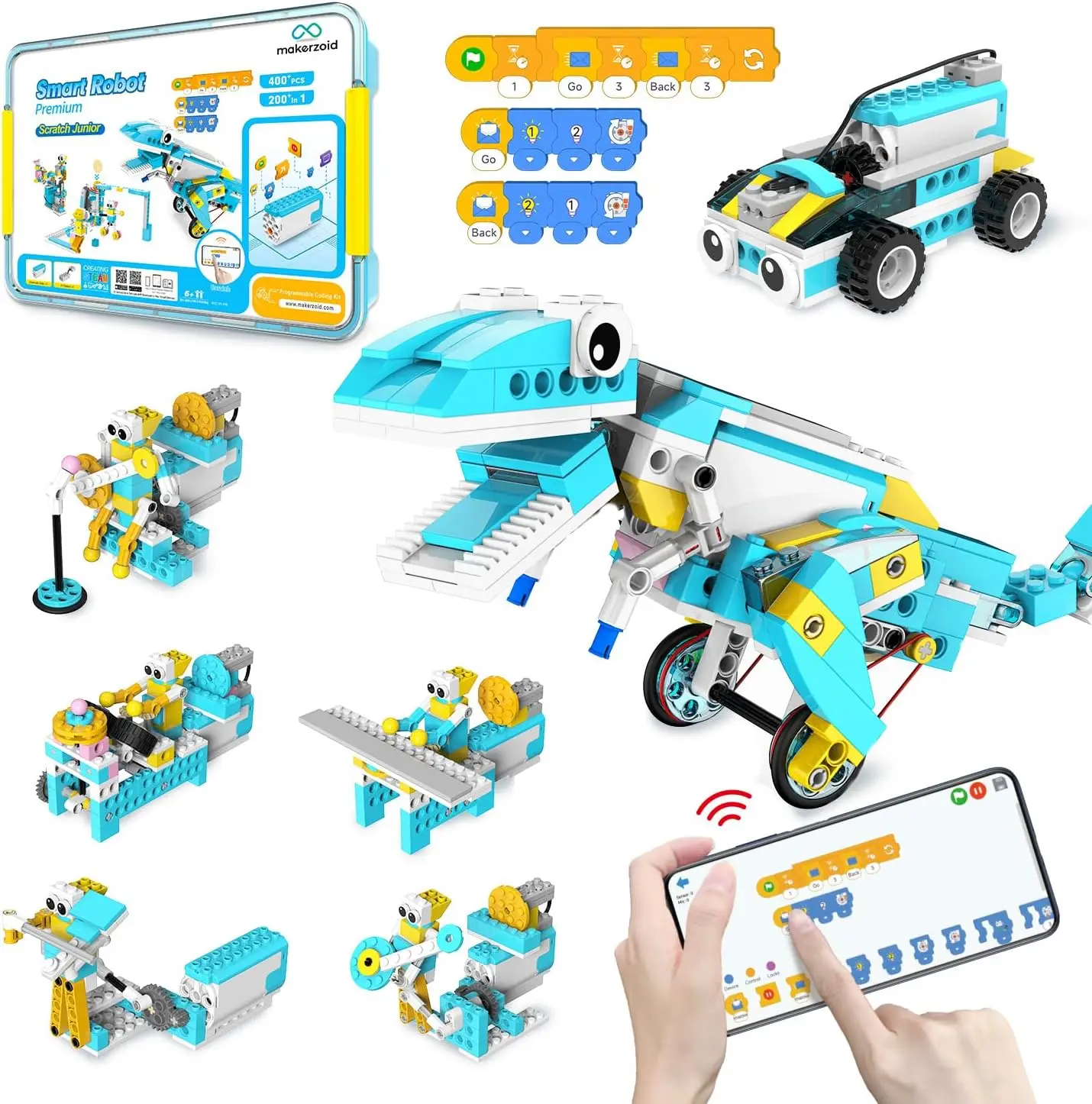 Robot Building Kit for Kids 6+, 200-in-1 STEM Toy with 400+ Blocks, Motor & Sensor, Scratch Jr Coding, 36 Video Courses
Robot Building Kit for Kids 6+, 200-in-1 STEM Toy with 400+ Blocks, Motor & Sensor, Scratch Jr Coding, 36 Video Courses