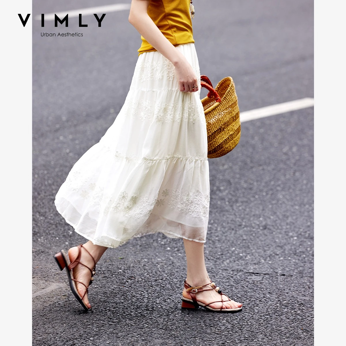 VIMLY Women's French Versatile Off-White Midi Skirt Summer 2026 New Chiffon Embroidered Cake Skirt Ladies Clothes A6823
VIMLY Women's French Versatile Off-White Midi Skirt Summer 2026 New Chiffon Embroidered Cake Skirt Ladies Clothes A6823