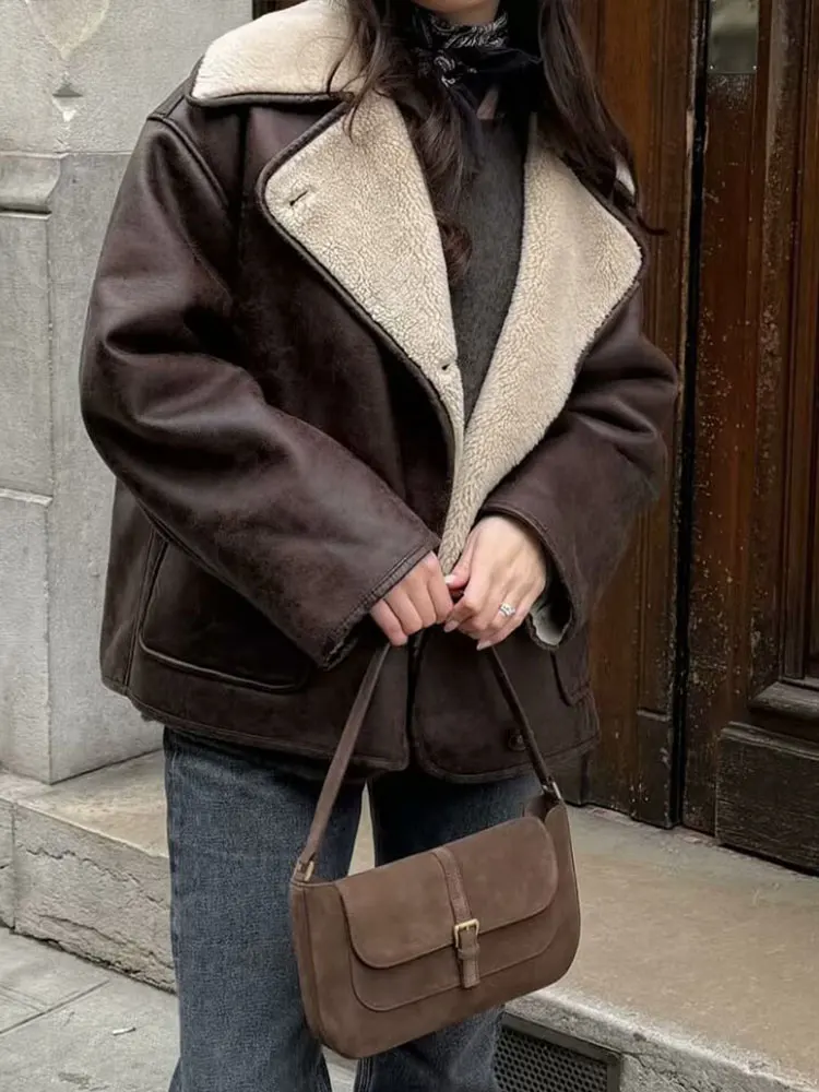 HH Women Winter Warm Faux Leather Fleece Coats Vintage Solid Single Breasted Long Sleeve Jacket With Pockets Autumn Streetwear
HH Women Winter Warm Faux Leather Fleece Coats Vintage Solid Single Breasted Long Sleeve Jacket With Pockets Autumn Streetwear