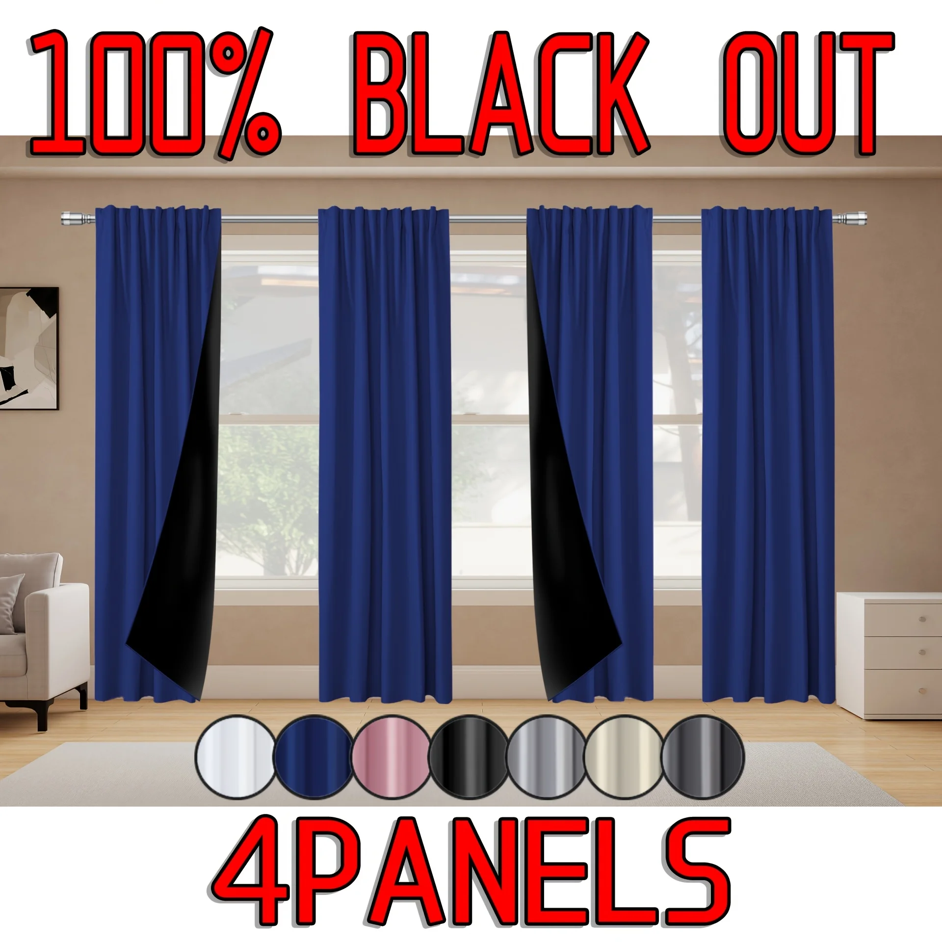 4pcs Pack, Multiple Colors, Made Of Polyester, 100% Blackout Curtains, Laminated Lining, Noise-reducing, Heat-insulating And War
4pcs Pack, Multiple Colors, Made Of Polyester, 100% Blackout Curtains, Laminated Lining, Noise-reducing, Heat-insulating And War