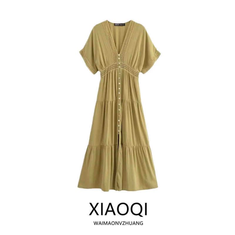 Autumn 2024 Women's Mid-Length V-Neck Lace Trim Belted Dress Commute Style Short Sleeve Other Material 100% Single Piece
Autumn 2024 Women's Mid-Length V-Neck Lace Trim Belted Dress Commute Style Short Sleeve Other Material 100% Single Piece