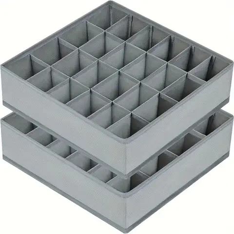 1pc Fabric Storage Box with 24 Compartments - Foldable Stackable Organizer for Socks Ties Underwear Space-Saving Drawer Divider