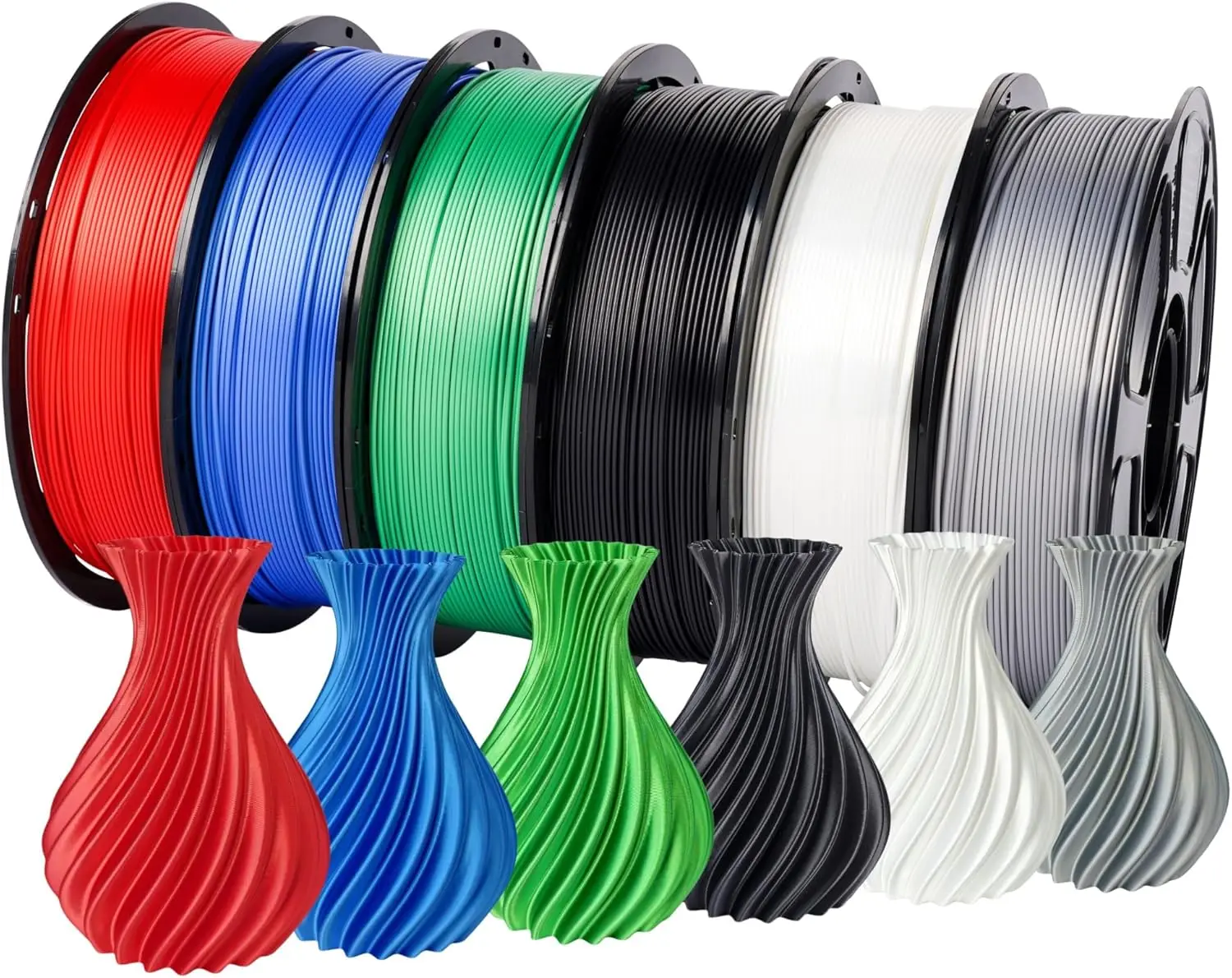 6KG Silk PLA Filament Bundle 1.75mm, Glossy 3D Printer Filament with +/-0.02mm Accuracy, No Clogging, 1kg/Roll, 6 Rolls
6KG Silk PLA Filament Bundle 1.75mm, Glossy 3D Printer Filament with +/-0.02mm Accuracy, No Clogging, 1kg/Roll, 6 Rolls