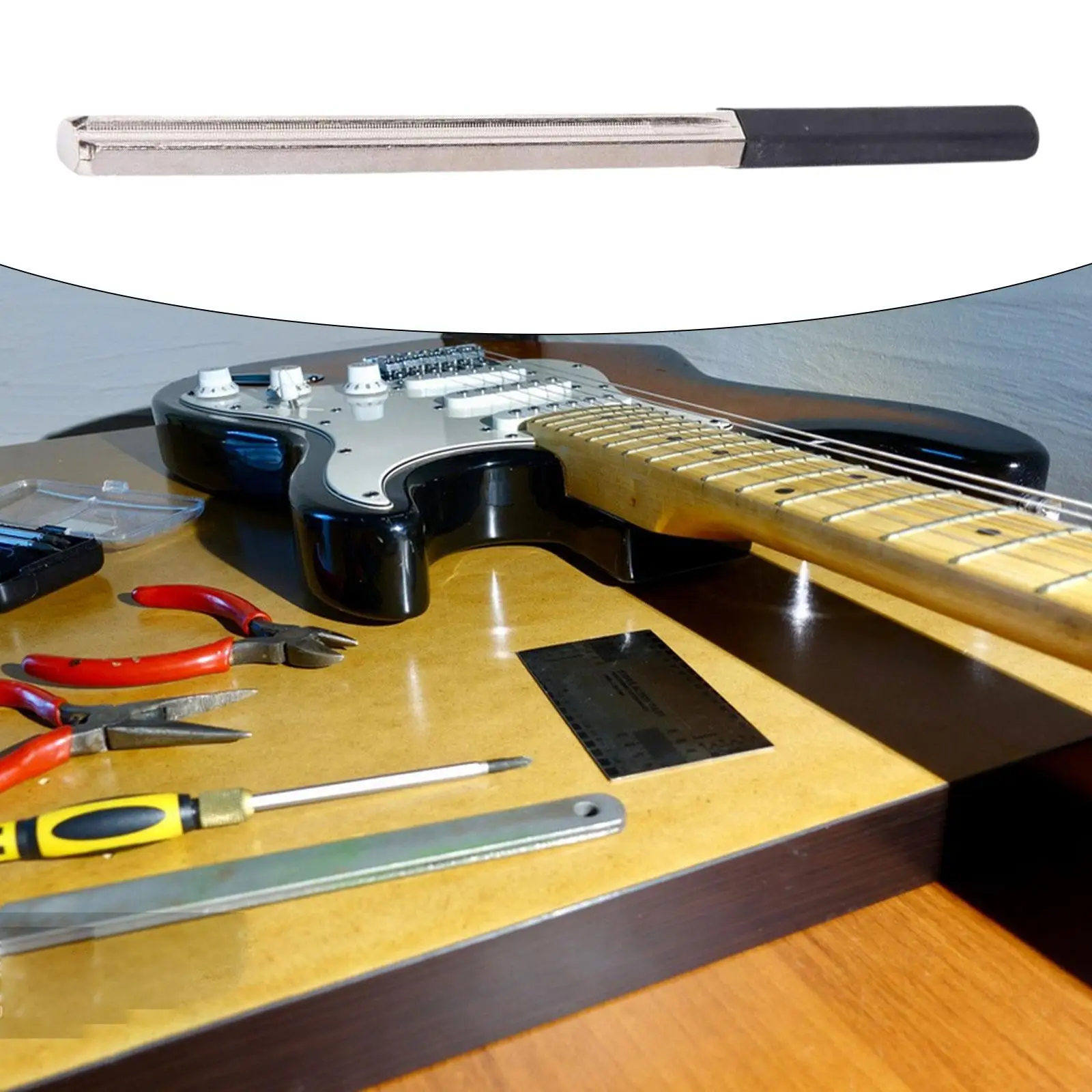 Напильник для гитарных ладов, инструмент для выравнивания Luthier с 3-мя канавками, напильник для коронки гитары для электрогитары укулеле
Напильник для гитарных ладов, инструмент для выравнивания Luthier с 3-мя канавками, напильник для коронки гитары для электрогитары укулеле