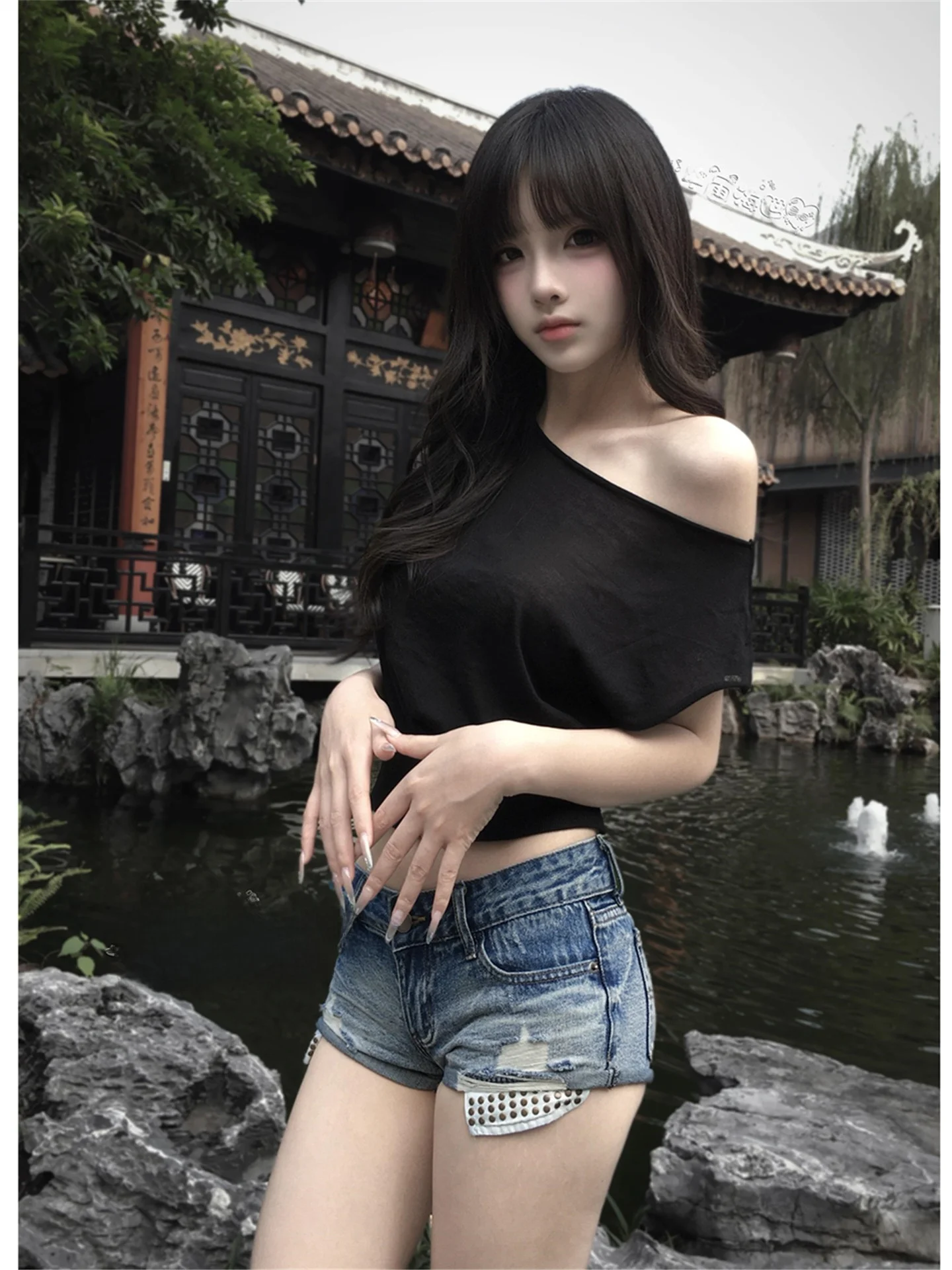 American Vintage Blue Ripped Denim Shorts Women Summer Loose Slimming Sexy Girl Style Rivet Wraparound Hotpants Casual Cotton
American Vintage Blue Ripped Denim Shorts Women Summer Loose Slimming Sexy Girl Style Rivet Wraparound Hotpants Casual Cotton