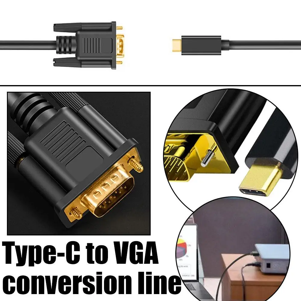 1.8m USB Type C to VGA Adapter Cable 1080P Type-C Male to VGA Male Video Converter Cable For HDTV Projector Laptop Monitor Z8M3
1.8m USB Type C to VGA Adapter Cable 1080P Type-C Male to VGA Male Video Converter Cable For HDTV Projector Laptop Monitor Z8M3