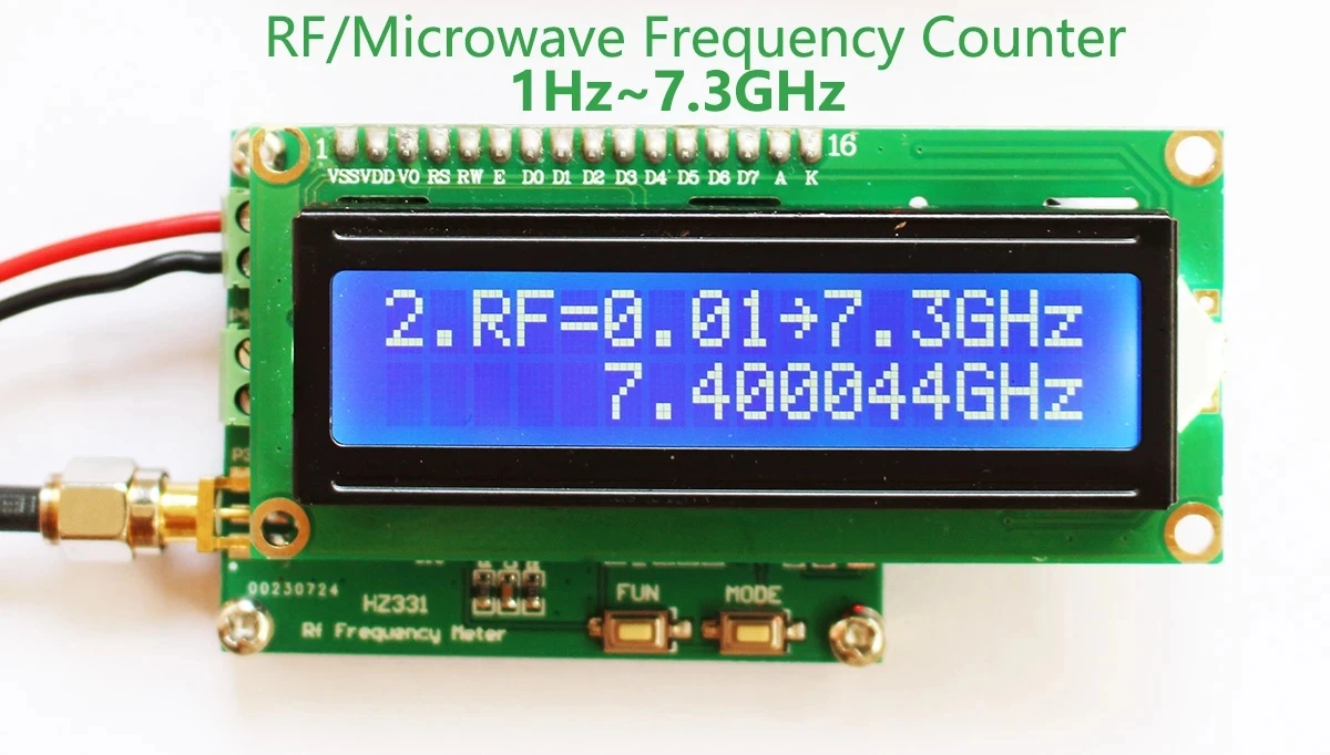 HZ331 HF RF frequency meter counter 2.4G 3G 5.8G 6G 7G 1Hz~7.3GHz low /high frequency signal 500 kHz pulse accumulator
HZ331 HF RF frequency meter counter 2.4G 3G 5.8G 6G 7G 1Hz~7.3GHz low /high frequency signal 500 kHz pulse accumulator