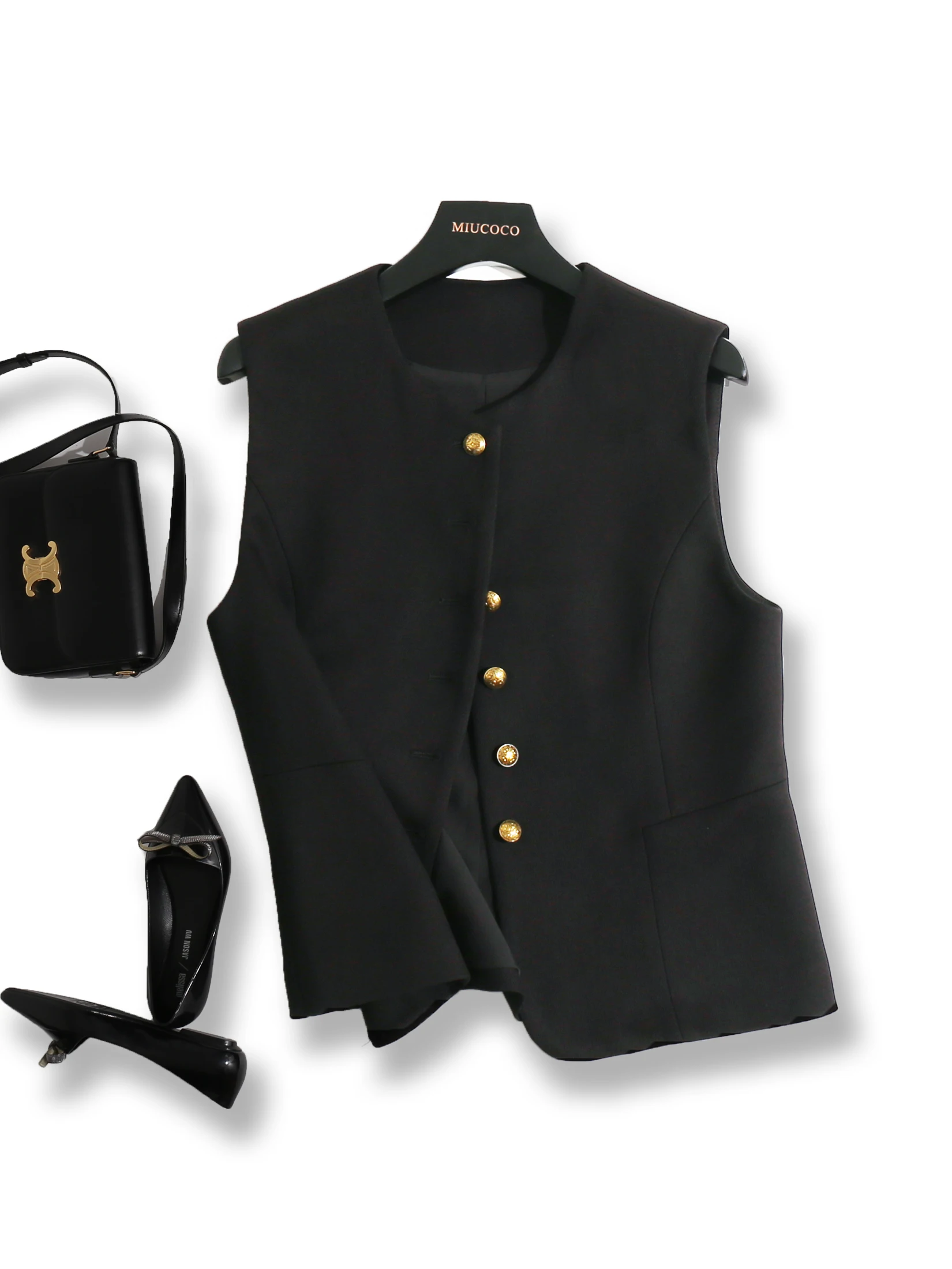 Heavyweight Trendy Women's Jacket round Neck Sleeveless Stand Collar Golden Buckle Short Outerwear Commute Style Cotton Blend
Heavyweight Trendy Women's Jacket round Neck Sleeveless Stand Collar Golden Buckle Short Outerwear Commute Style Cotton Blend