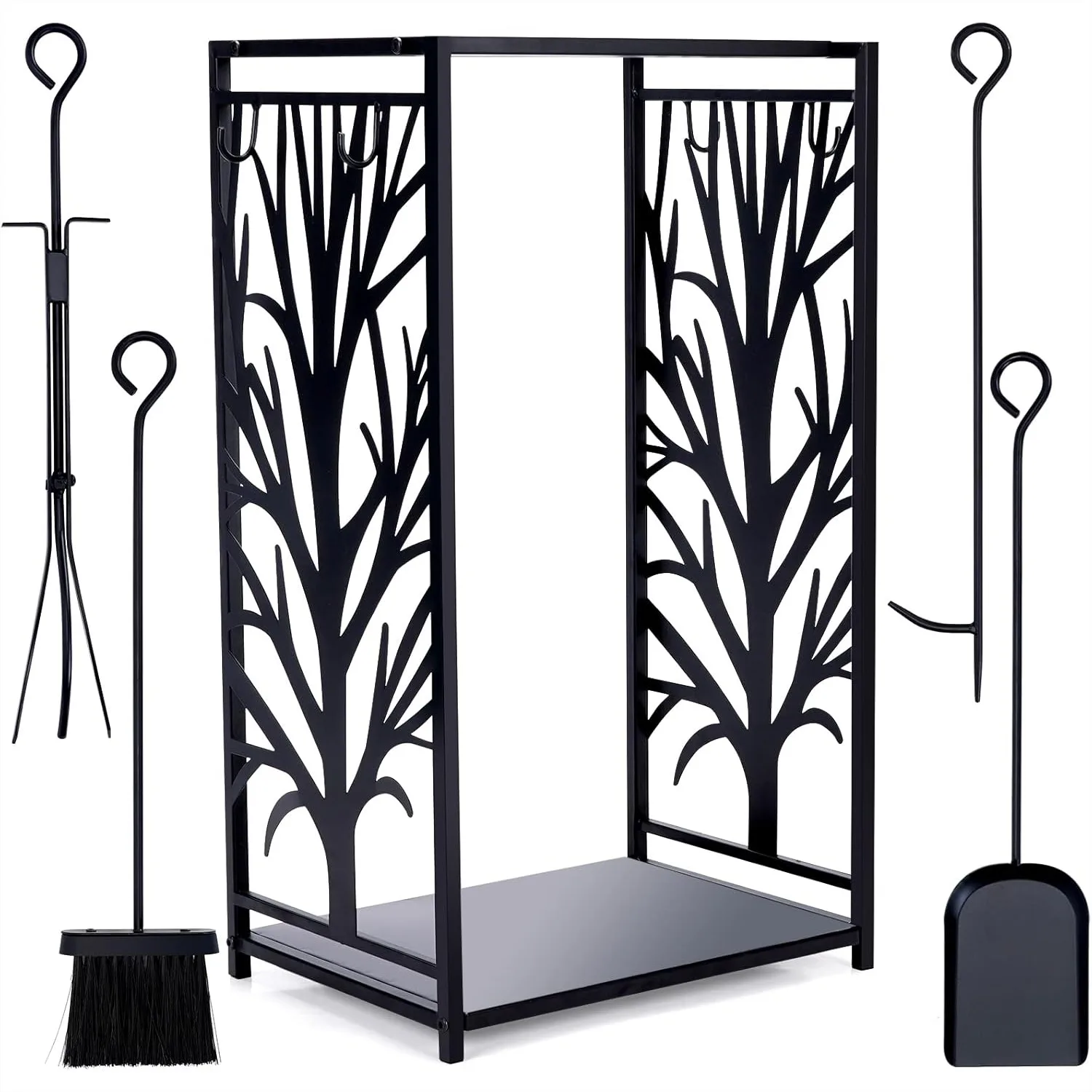 Firewood Rack with 4 Tools Brush, Shovel, Poker, Tongs, 180 lbs Capacity, Indoor Outdoor Log Holder, Space Saving
Firewood Rack with 4 Tools Brush, Shovel, Poker, Tongs, 180 lbs Capacity, Indoor Outdoor Log Holder, Space Saving