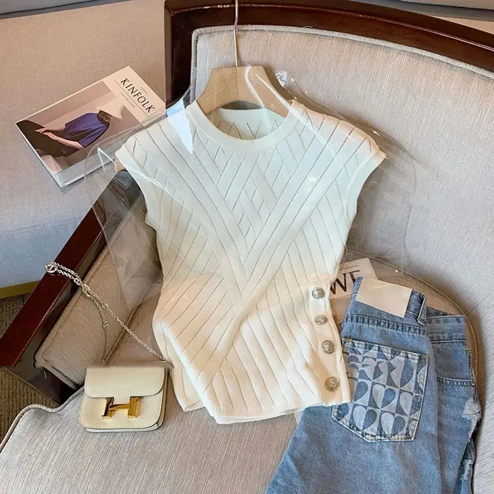 Ele French Sle Svel Women's T-irt Summer 2023 een Fiber Eco-Friendly Faion Ladies' Knittedwear
Ele French Sle Svel Women's T-irt Summer 2023 een Fiber Eco-Friendly Faion Ladies' Knittedwear