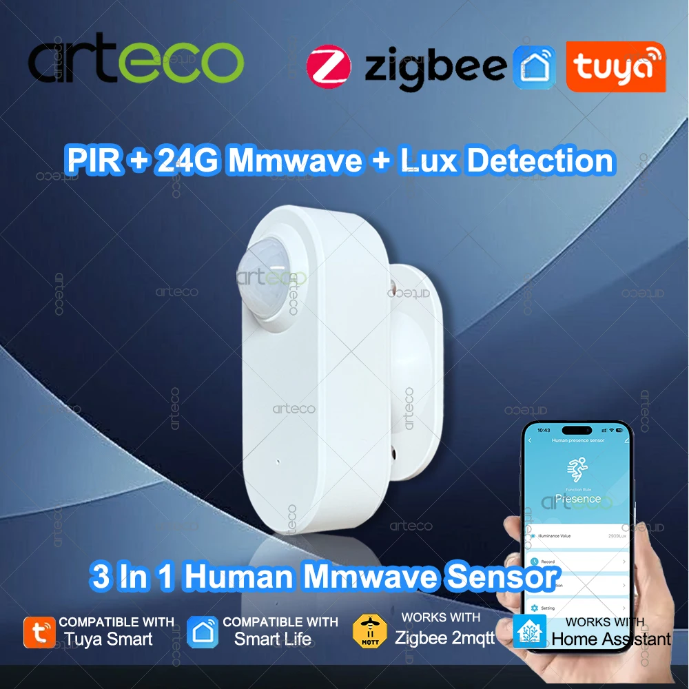 Датчик движения человека Zigbee PIR + 24G Mmwave радар датчик движения присутствия человека, обнаружение свечения, для домашнего помощника Tuya Z2MQTT
Датчик движения человека Zigbee PIR + 24G Mmwave радар датчик движения присутствия человека, обнаружение свечения, для домашнего помощника Tuya Z2MQTT