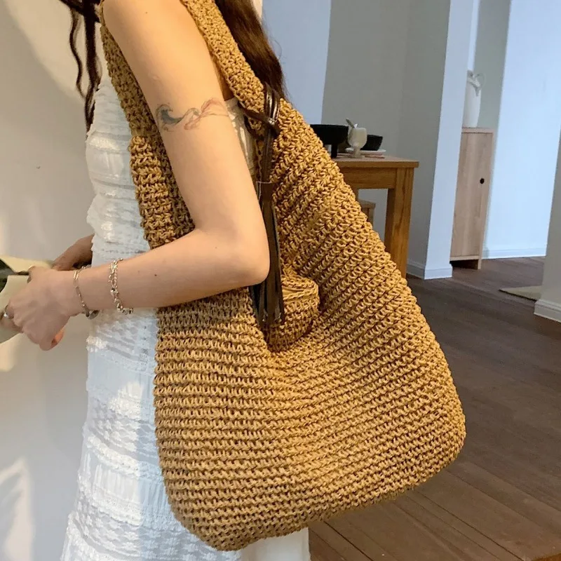 1pcs Straw Beach Shoulder Bag Large Capacity Tassel Tote for Vacation
1pcs Straw Beach Shoulder Bag Large Capacity Tassel Tote for Vacation