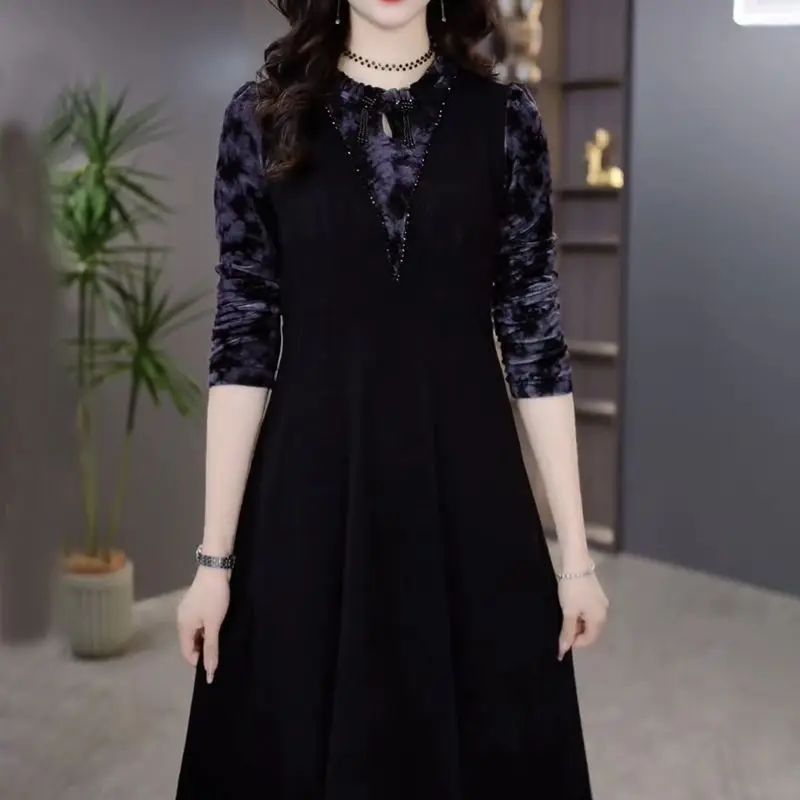 Commute Fashion Diamonds Long Dress Female Clothing Vintage Chinese Disc Buckle Autumn Winter Fake Two Pieces Patchwork Dresses
Commute Fashion Diamonds Long Dress Female Clothing Vintage Chinese Disc Buckle Autumn Winter Fake Two Pieces Patchwork Dresses
