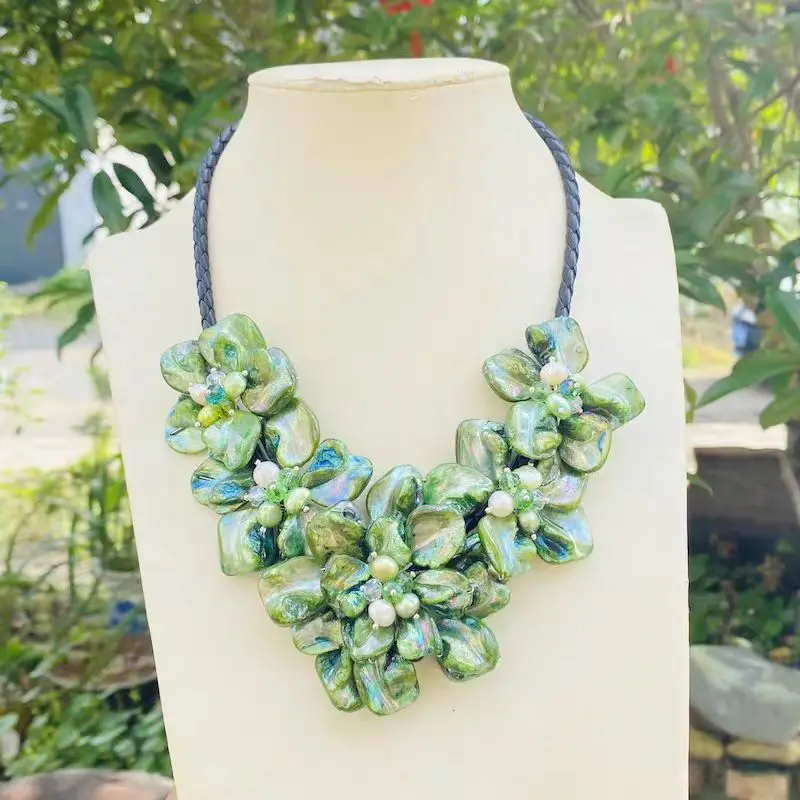1Set shell quartz green flower necklace earrings 48cm nature FPPJ Handwoven jewelry unique
1Set shell quartz green flower necklace earrings 48cm nature FPPJ Handwoven jewelry unique