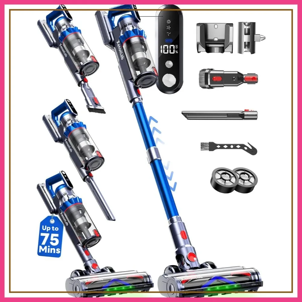 Cordless Vacuum Cleaner, 75Mins/55KPa/650W Freestanding Stick Vacuum for Home, Lightweight, Anti-Tangle, for Hard Floor, Carpet, Pet Hair
Cordless Vacuum Cleaner, 75Mins/55KPa/650W Freestanding Stick Vacuum for Home, Lightweight, Anti-Tangle, for Hard Floor, Carpet, Pet Hair