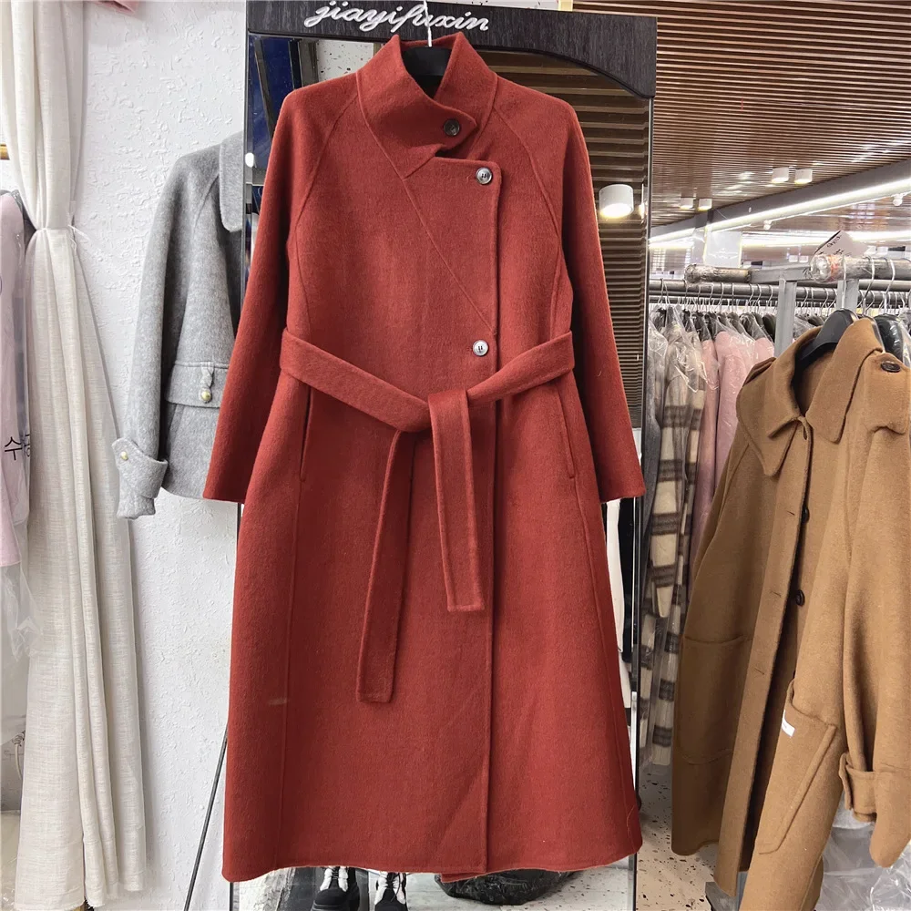 SuperAen Stand-up Collar Sashes Waist Double-sided Cashmere Coat Women's 2024 Autumn and Winter New Long Woolen Coat
SuperAen Stand-up Collar Sashes Waist Double-sided Cashmere Coat Women's 2024 Autumn and Winter New Long Woolen Coat