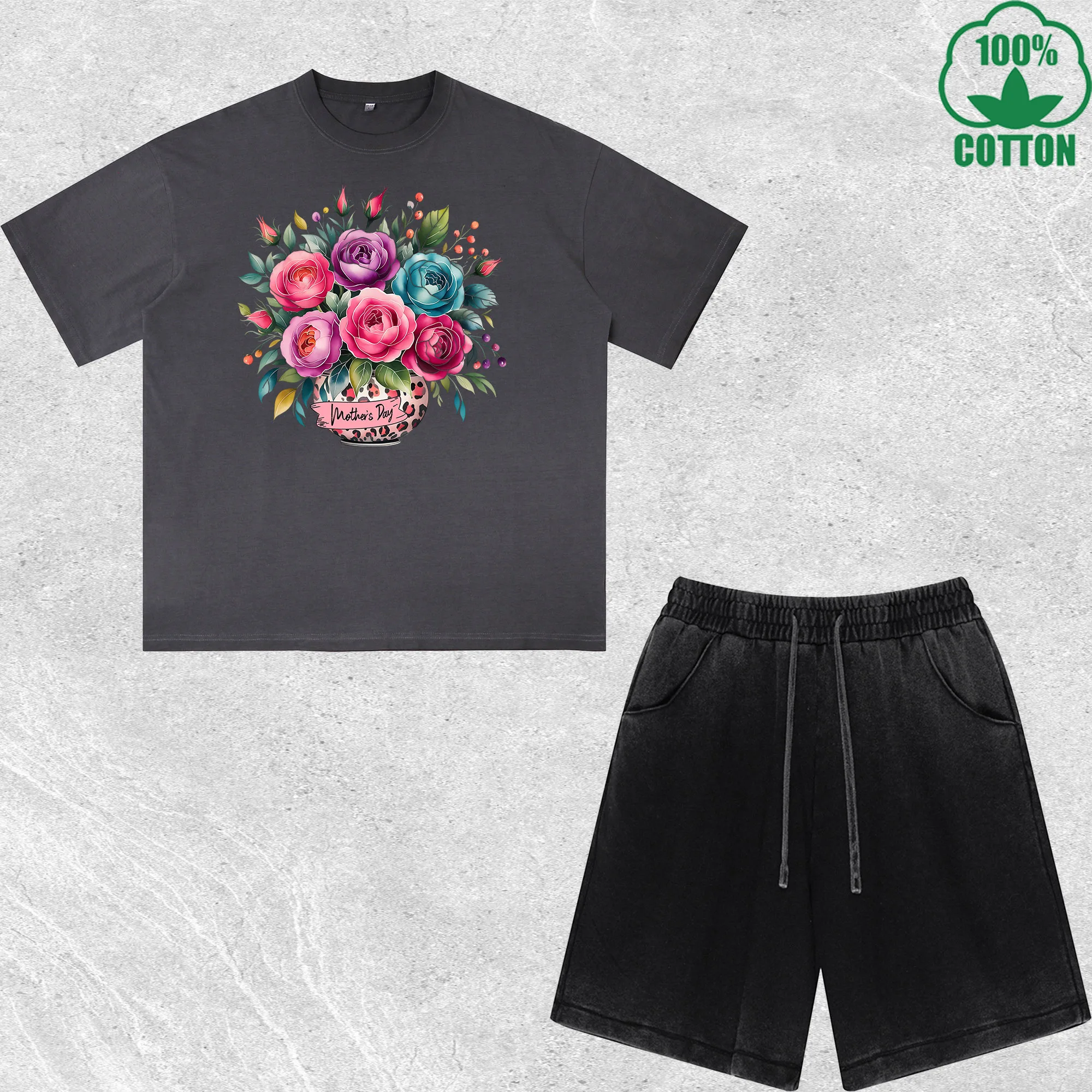 Happy Mother's Day Printed Dirty Wash T-Shirt Shorts Set Combo Loose Trendy Fashionable 100%Cotton Short Value Pack
Happy Mother's Day Printed Dirty Wash T-Shirt Shorts Set Combo Loose Trendy Fashionable 100%Cotton Short Value Pack