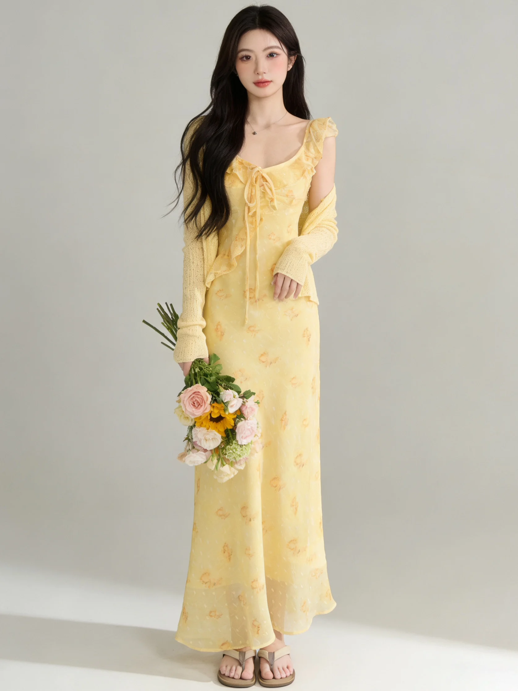 Vacation Style Long Sleeve Sun Protection Cardigan And Dress Two Piece Set Thin Elegant Lady Summer Casual Home Date Outfit
Vacation Style Long Sleeve Sun Protection Cardigan And Dress Two Piece Set Thin Elegant Lady Summer Casual Home Date Outfit