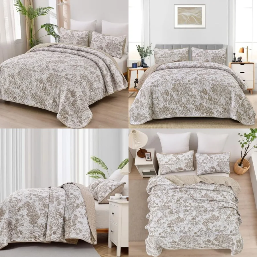 Botanical Quilt Set Size, 3 Pieces Toile Floral Plants Printed Bedspread Bedding Set Brown Soft Lightweight Microfiber Coverlet
Botanical Quilt Set Size, 3 Pieces Toile Floral Plants Printed Bedspread Bedding Set Brown Soft Lightweight Microfiber Coverlet
