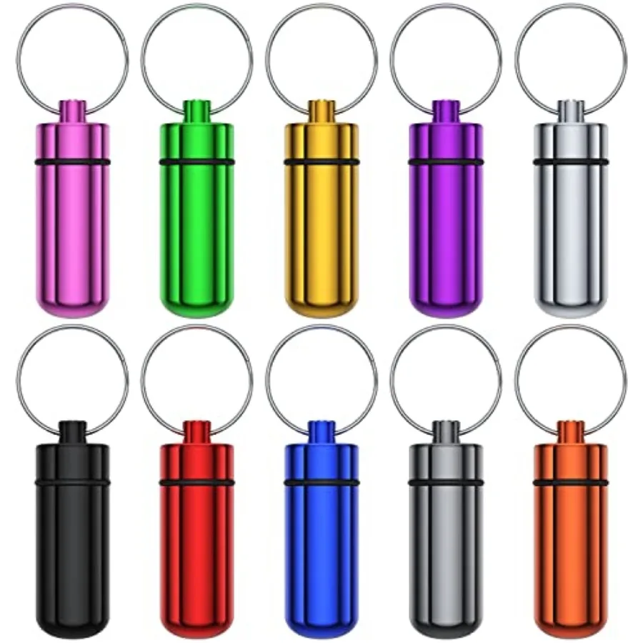 Small Portable Pill Case with Keychain 10 Pack,Urekt Waterproof Aluminum Pill Organizer Metal Mini Box Pocket Drug Storage Cont
Small Portable Pill Case with Keychain 10 Pack,Urekt Waterproof Aluminum Pill Organizer Metal Mini Box Pocket Drug Storage Cont