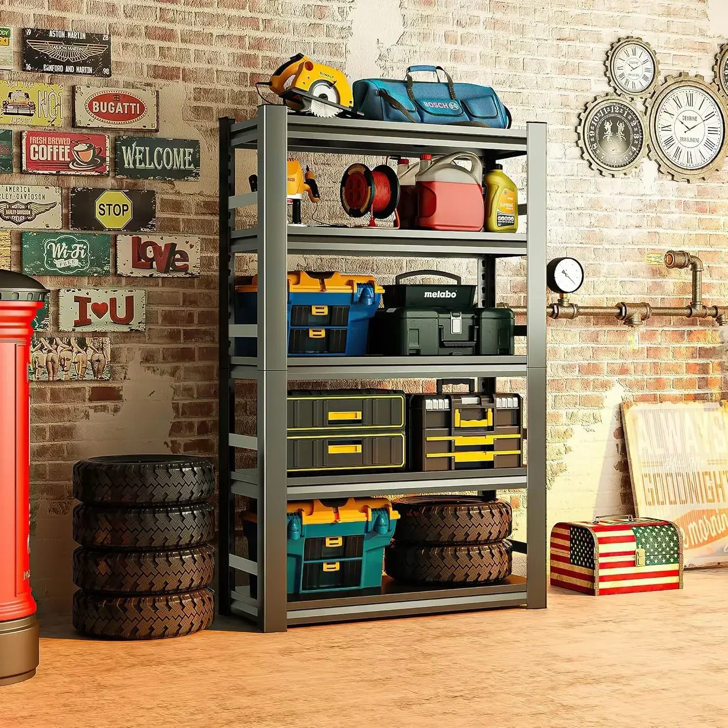 72" H|48" W All-Metal Garage Shelving Unit and Storage-Easy Assembly Shelves 5-Tier Rack|Heavy-Duty Adjustable Shelf|Steel
72" H|48" W All-Metal Garage Shelving Unit and Storage-Easy Assembly Shelves 5-Tier Rack|Heavy-Duty Adjustable Shelf|Steel