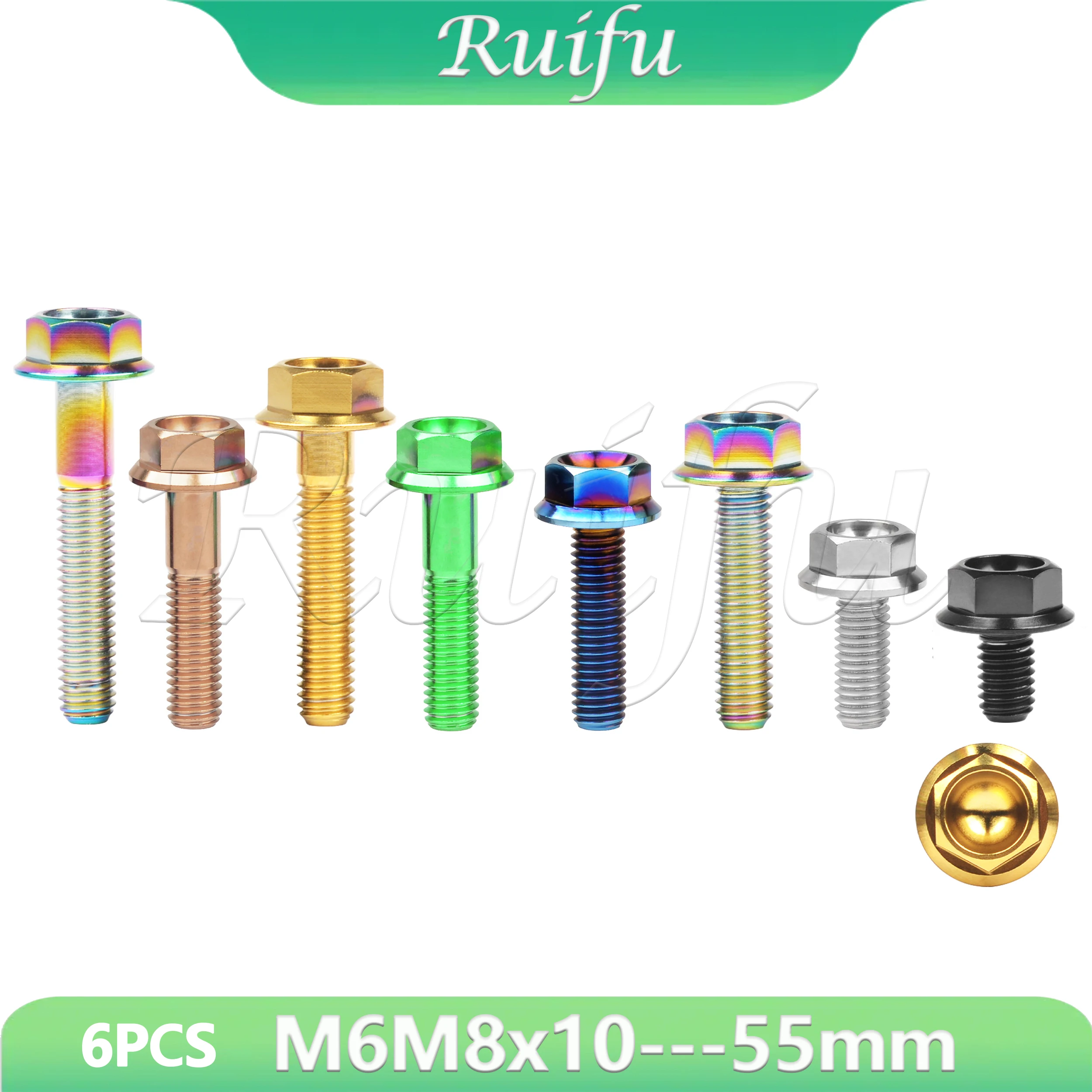 Ruifu Titanium Bolt 6PCS M6 M8x10/15/20/25/30/35/40/45/50/55mm Hex Head Flange Bolt for Cycling Motorcycle Flange Head DIN6921
Ruifu Titanium Bolt 6PCS M6 M8x10/15/20/25/30/35/40/45/50/55mm Hex Head Flange Bolt for Cycling Motorcycle Flange Head DIN6921