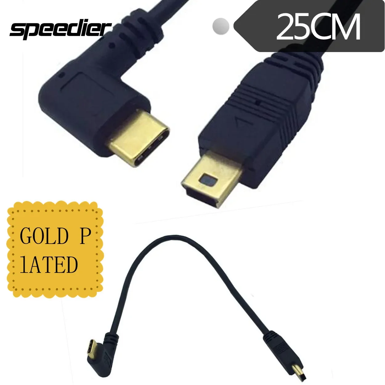 Gold Plated USB 3.1 Type C Male To Mini USB 2.0 Mini Male Data Sync Power Supply Charging Cable Cord 0.25m 25cm
Gold Plated USB 3.1 Type C Male To Mini USB 2.0 Mini Male Data Sync Power Supply Charging Cable Cord 0.25m 25cm