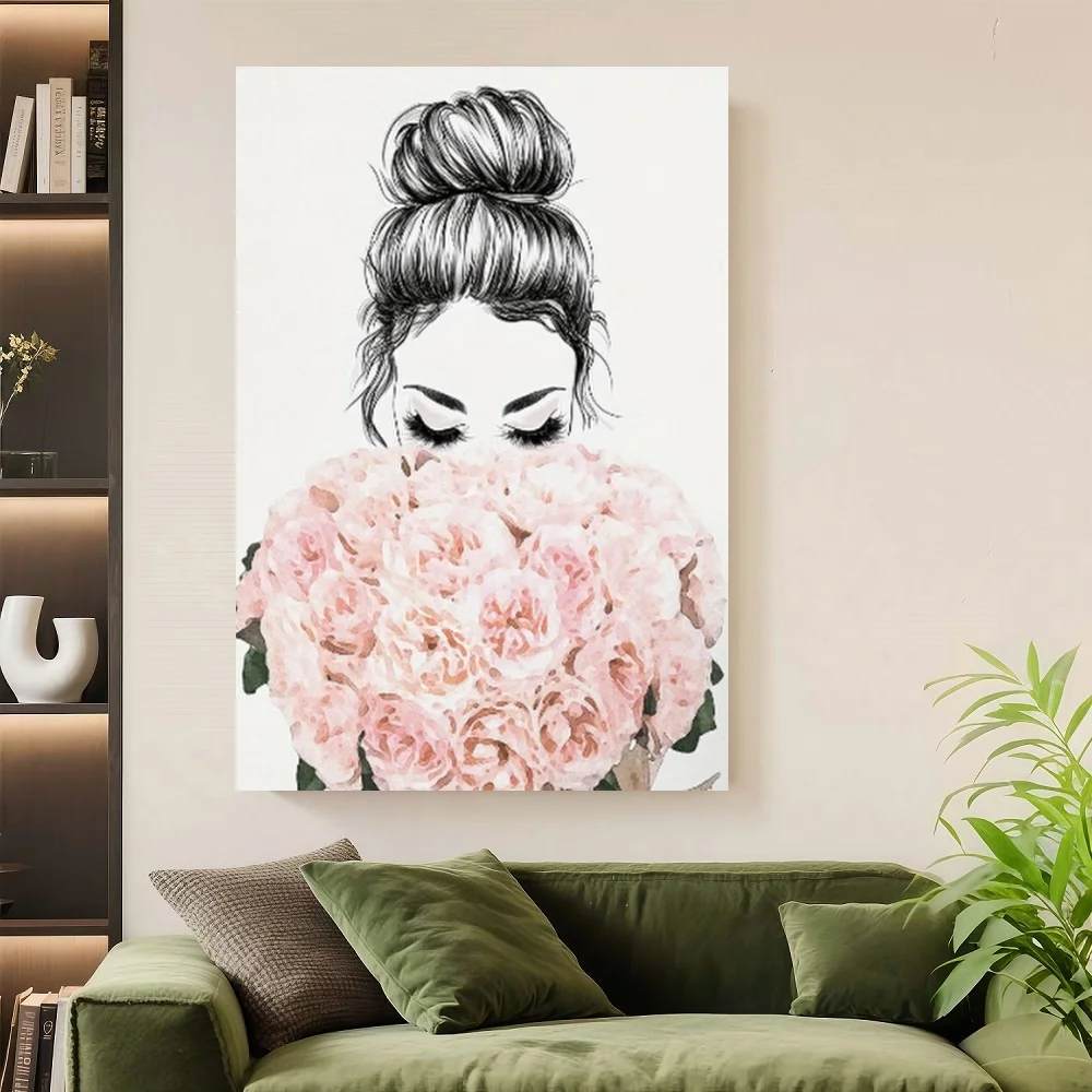 Framed 1pc Framed Canvas Wall Art - Elegant Woman With Pink Roses Bouquet, Minimalist Nordic Decor In Soft Pink Tones, Premium W
Framed 1pc Framed Canvas Wall Art - Elegant Woman With Pink Roses Bouquet, Minimalist Nordic Decor In Soft Pink Tones, Premium W